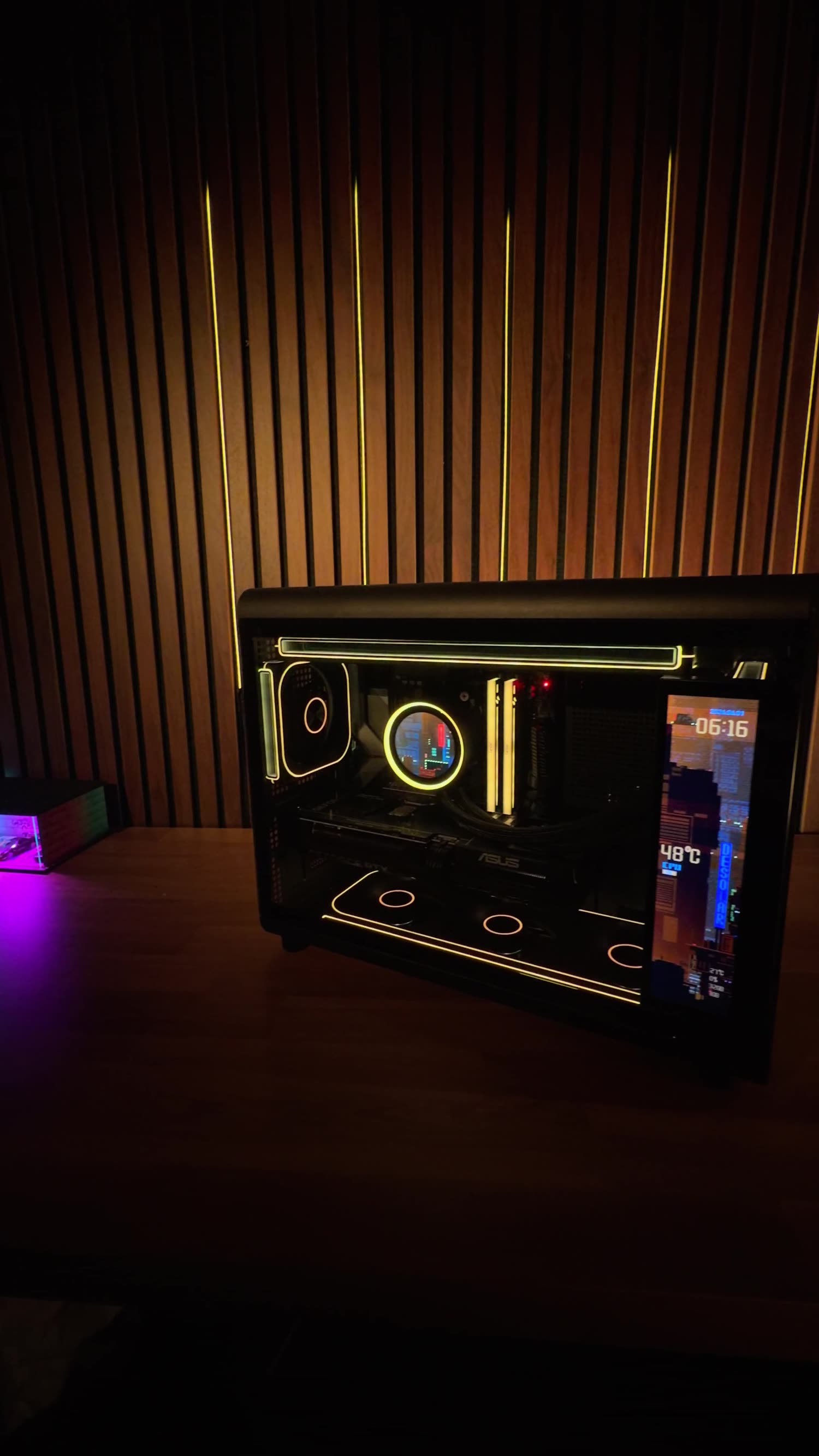 Glow against walnut